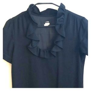 J.crew black ruffle neck dress